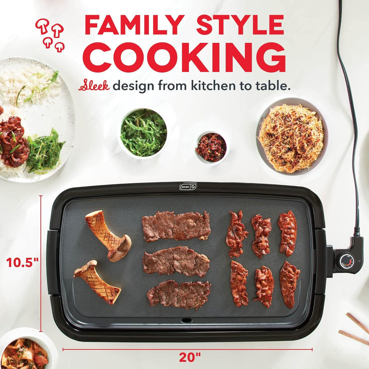 Deluxe Everyday Griddle - Electric Griddle with Removable Plate - Nonstick, Easy-Clean Surface & Anti-Slip Base - Recipe Book Included - Aqua