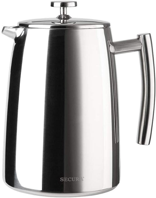 French Press Coffee Maker, 50-Ounce, 304 Stainless Steel Insulated Coffee Press with Extra Screen